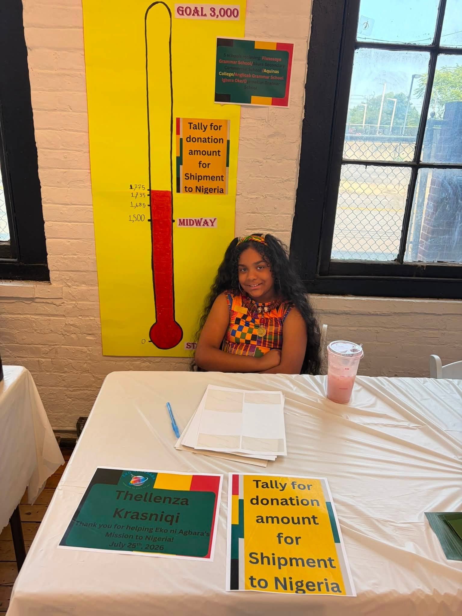 Donation thermometer display at fundraiser